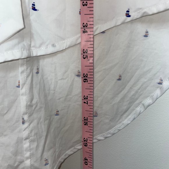 Vivienne Hu Cotton Button Shirt Dress Boat Print with Tie Size M - Picture 15 of 16